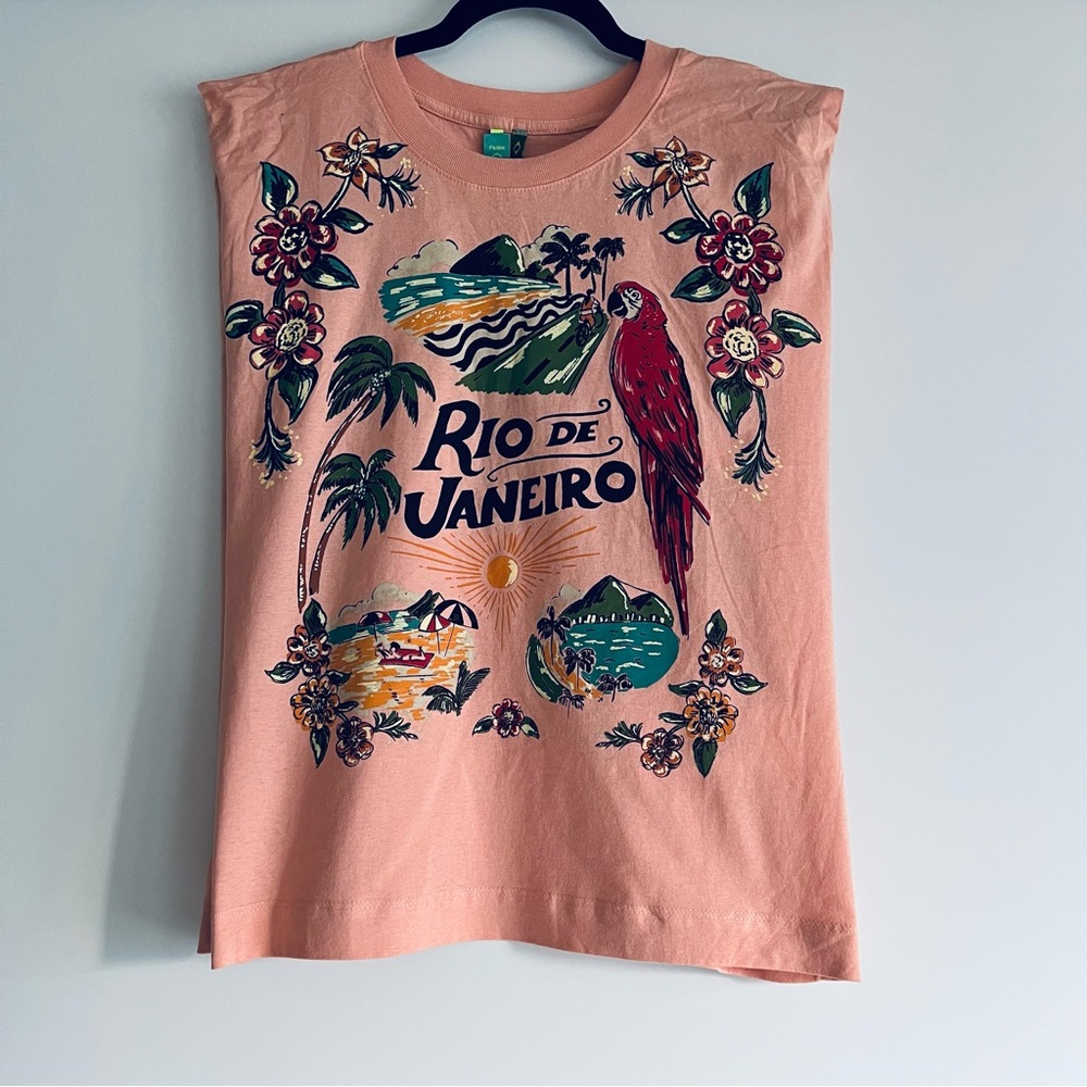 FARM Rio Brazil Rio Muscle T-Shirt Pink Size (P = Small) - Picture 7 of 13